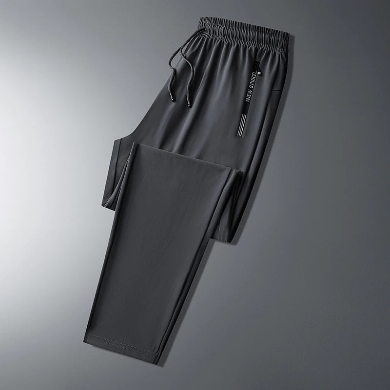 Ice Silk Pants for Men – Summer Thin Style, Sports Quick-Dry, Straight Leg, Draping Wide Leg Casual Long Pants