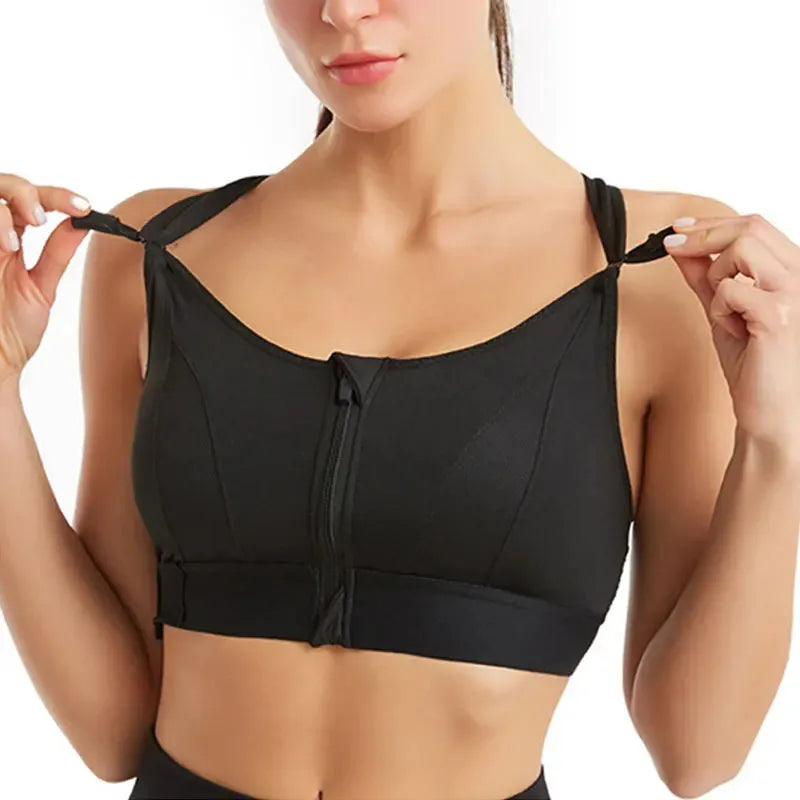 Sports Bra for Women – Front Zipper, Adjustable Straps, Shockproof, Elastic, Slim Fit