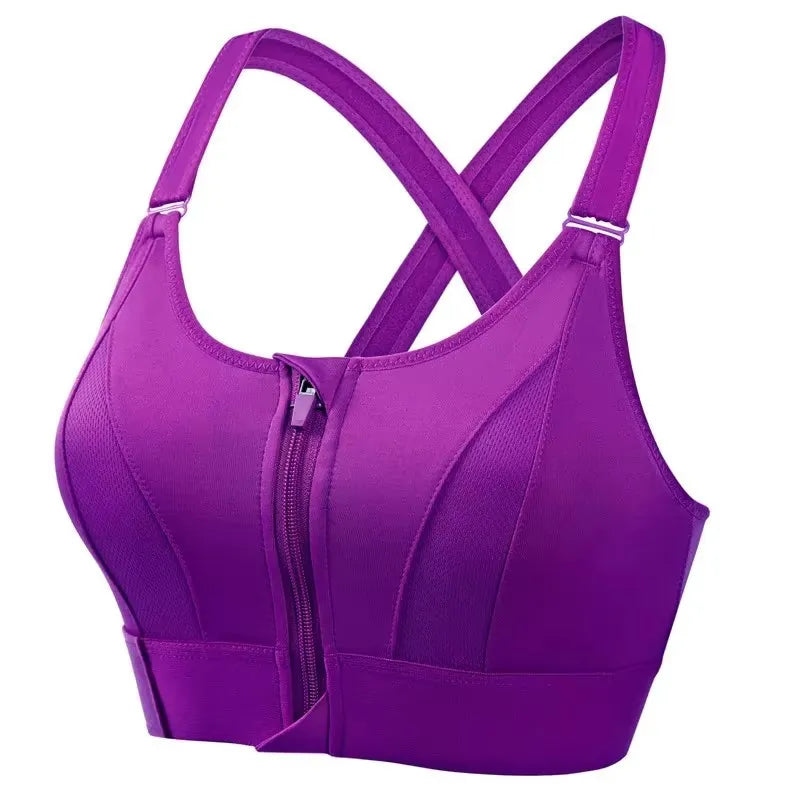 Sports Bra for Women – Front Zipper, Adjustable Straps, Shockproof, Elastic, Slim Fit