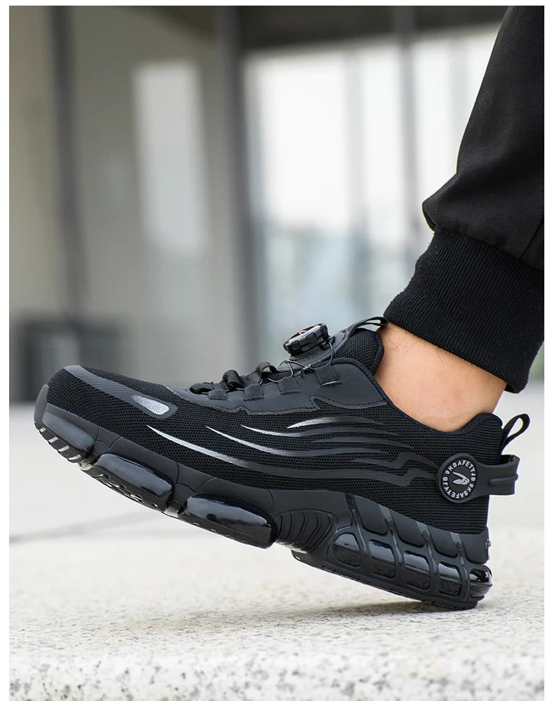 Rotating Button New Safety Shoes for Men – Anti-smash, Anti-puncture Work Shoes, Fashion Men’s Sport Shoes, Security Protective Boots