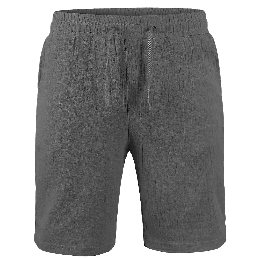 Men's Shorts – Cotton Linen, Breathable Solid Color, Loose Fit, Summer Casual, Lace-up Bottoms