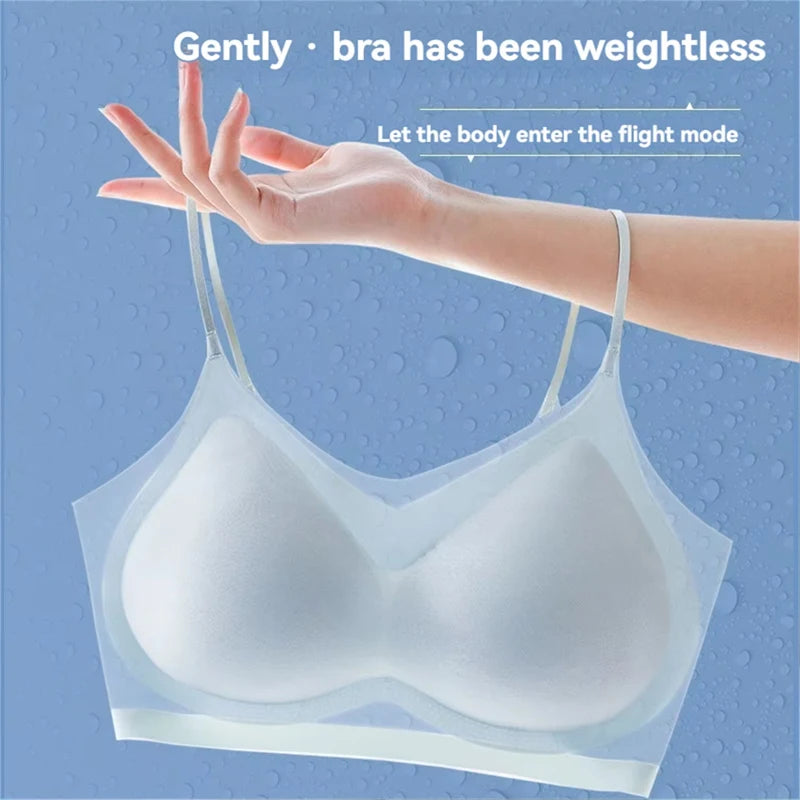 Ultra-Thin Breathable Ice Silk Bra – Women's Bustier, Seamless, Back Halter, Vest Wrap Design, Small Chest Support