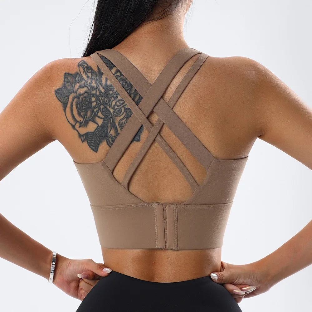 Gym Push Up Bra – Women's Sports Bra with Back Closure, High-Impact Workout Crop Top for Yoga & Fitness