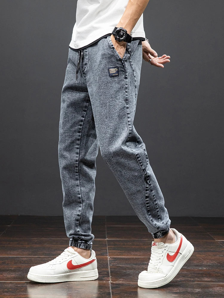 Cargo Jeans Men – Streetwear Denim Jogger Pants, Baggy Harem Style, Plus Size, Ideal for Spring and Summer