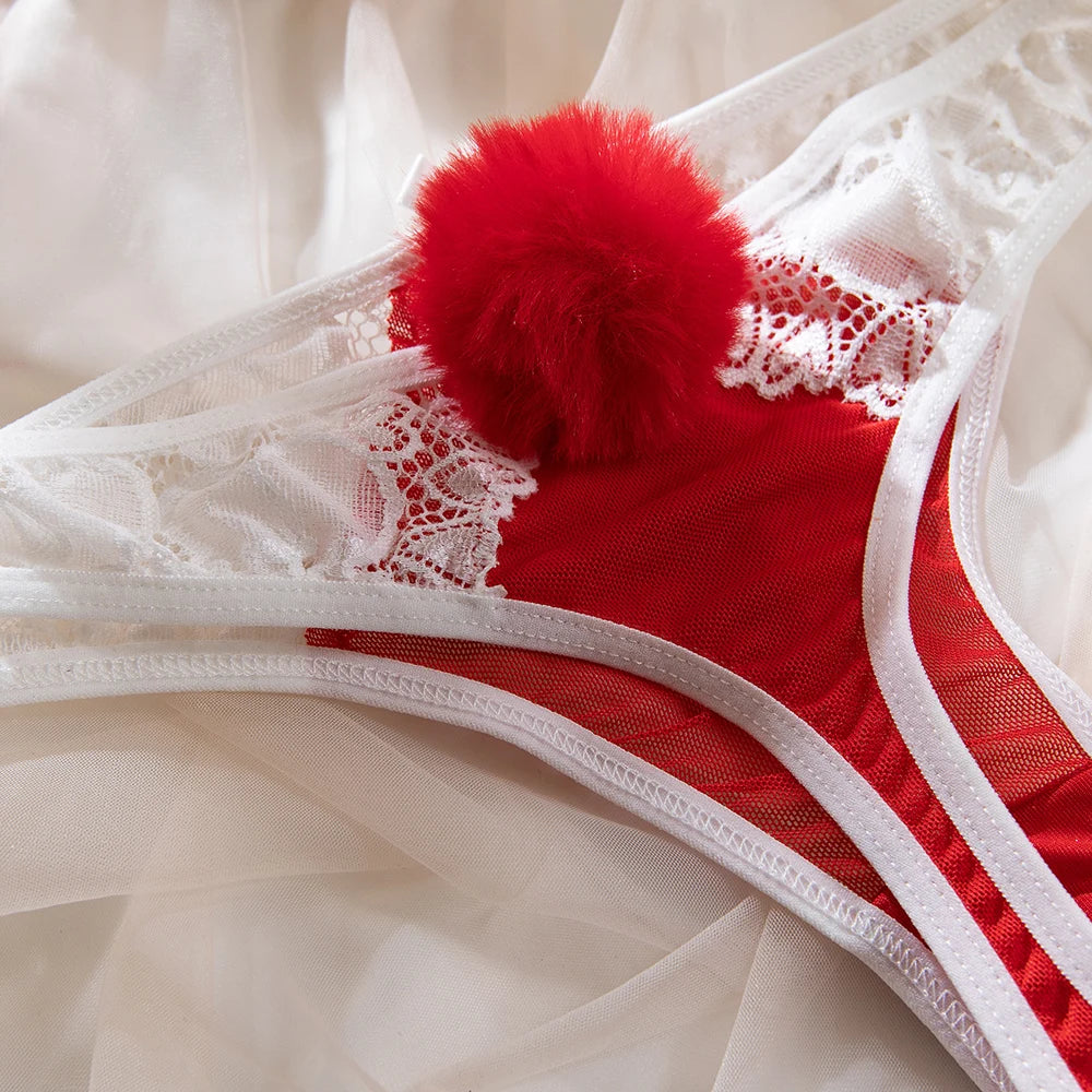 Lace Bra Set – Women's 4-Piece Lingerie Set with Stockings, Floral Bra, Panty & Garter Kit, Sexy Erotic Intimates