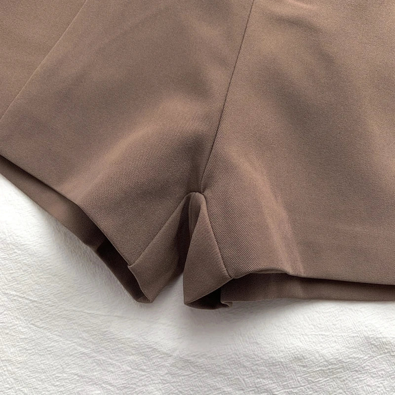 Casual Women's A-Line Shorts – High Waist, Chic, Office Lady Style, Belted, Vintage, Spring/Summer