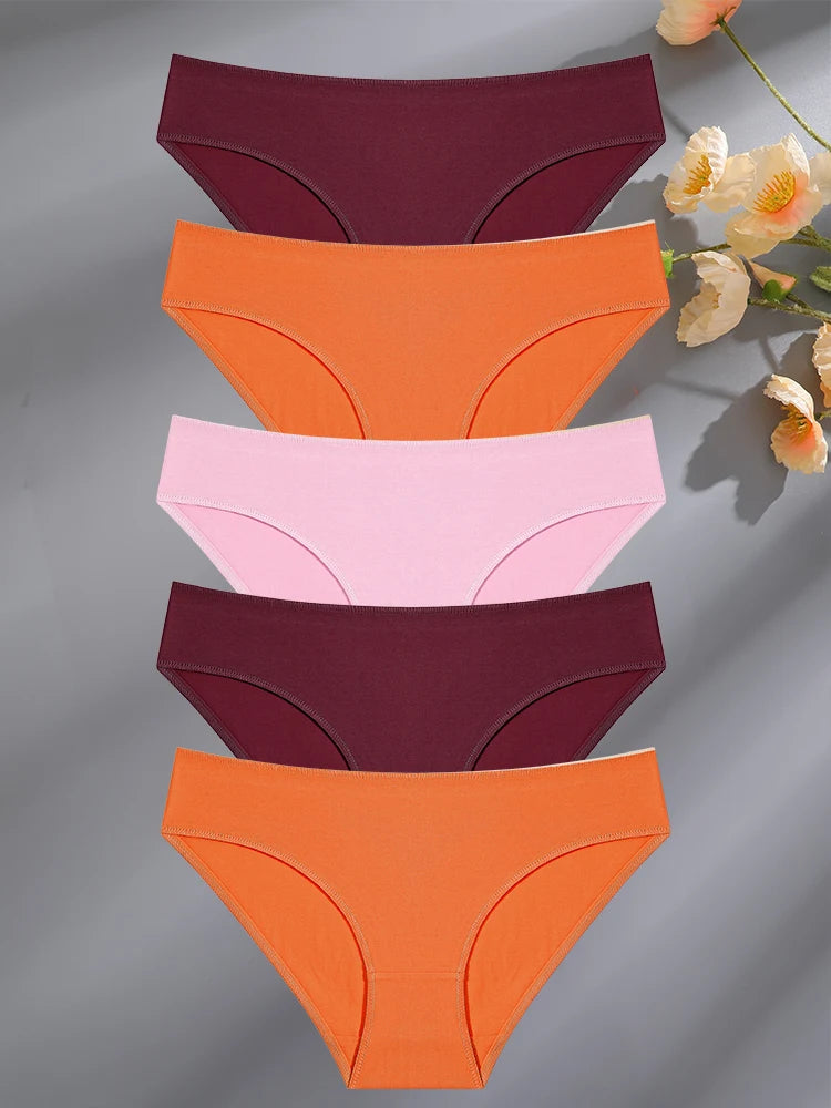 5PCS/Set Cotton Lingerie Panties – Women Underwear, Sexy Femme Underwear, Women's Underpant Panty, 8 Solid Color Briefs