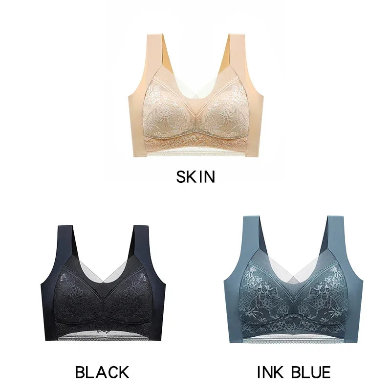 3PCS Women's Push Up Bralette – 5cm Lift, Plus Size Wireless Bras, Seamless Lace Tops, No Underwire, Sexy Comfort