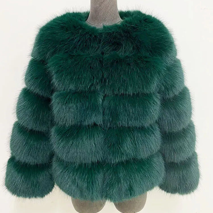 Elegant Faux Mink Fur Coat – Fluffy, Thick, Warm Winter Jacket for Women (S,M,L)