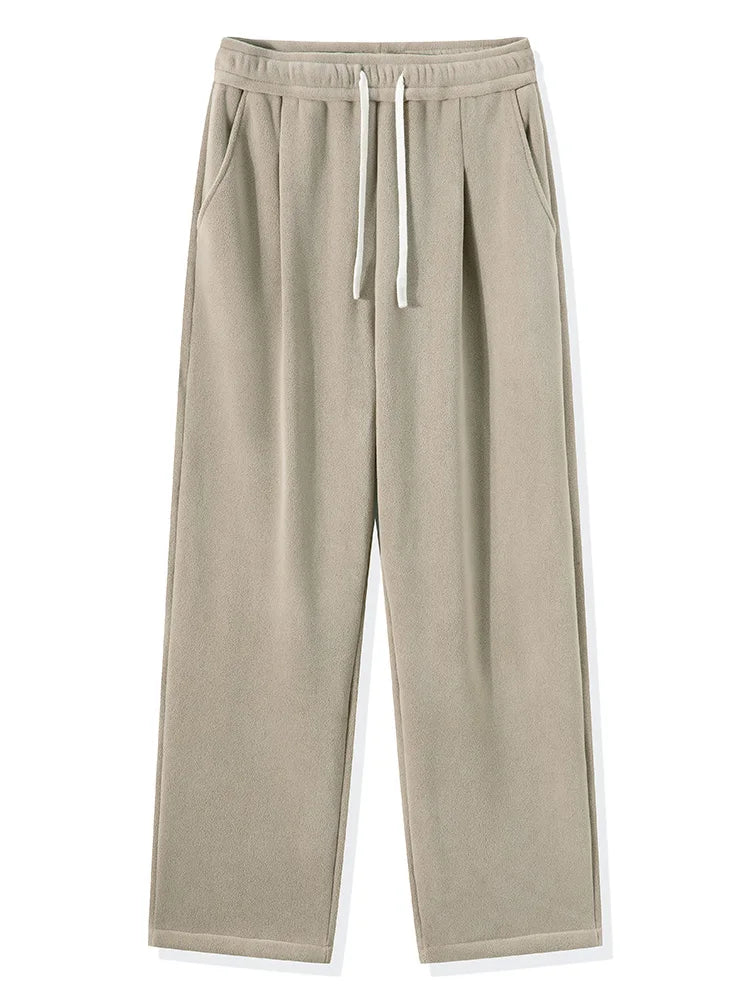Men's Sweatpants – Korean Fashion, Thick Warm Fleece, Wide Leg Straight Fit, Casual Thermal Velvet Trousers for Winter