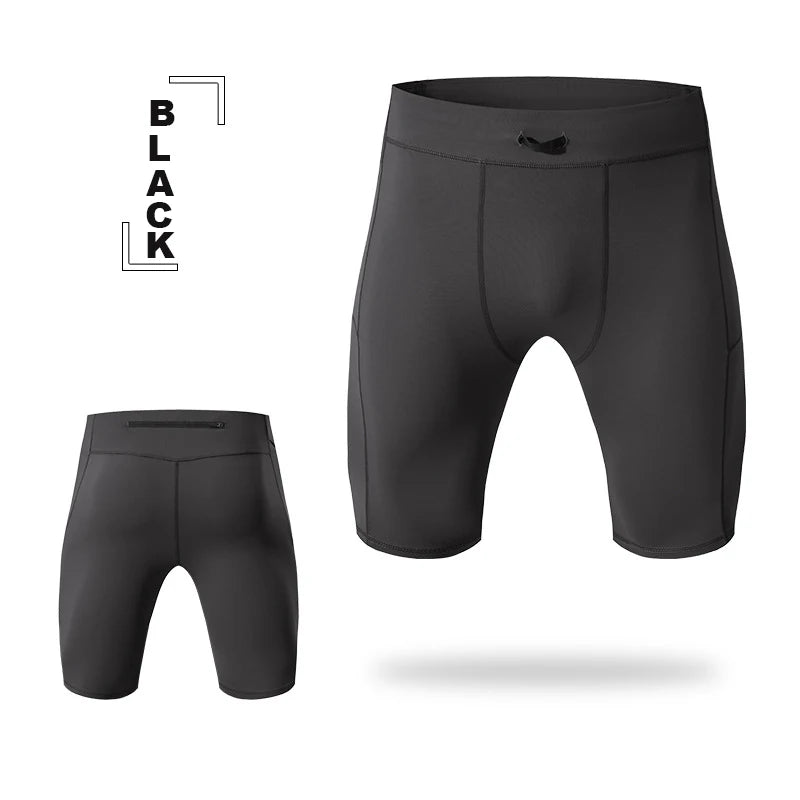 Compression Shorts Men – Quick Dry Bodybuilding Tights, Fitness Leggings, Elastic Waist, Sport Bottoms, Gym and Running Shorts