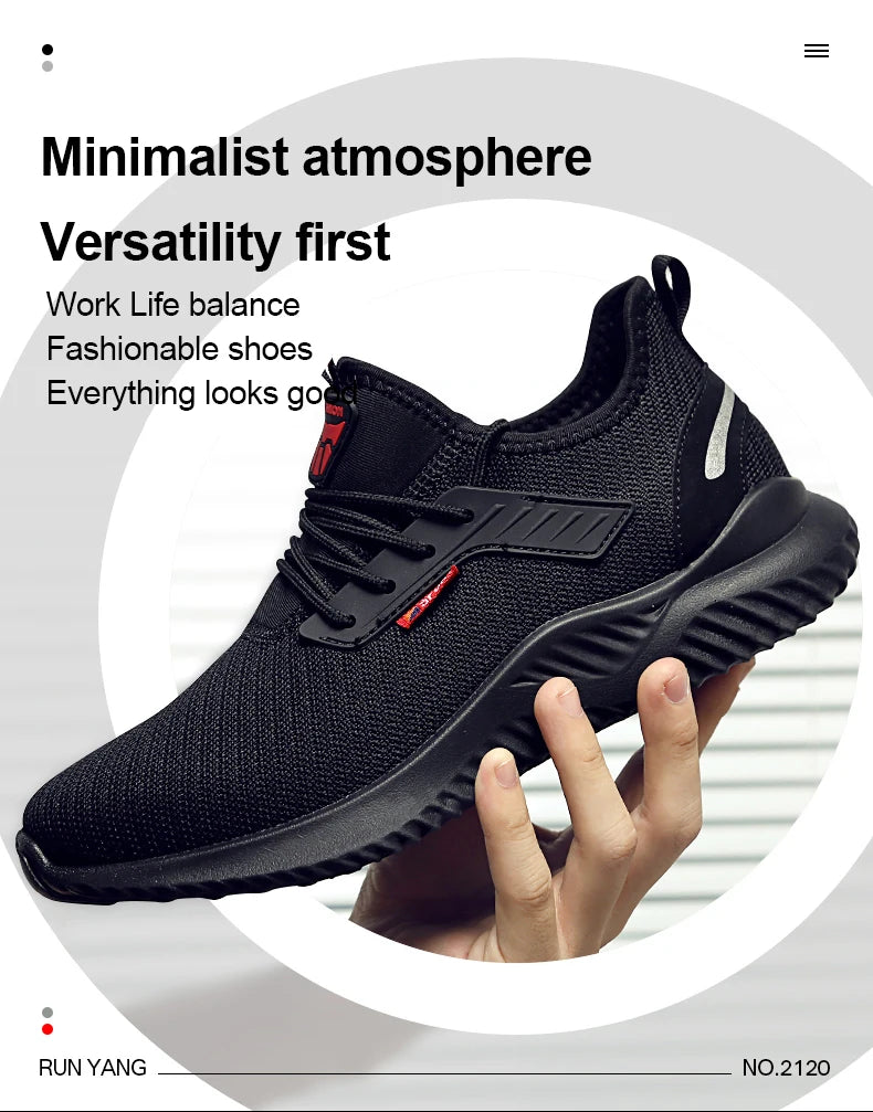Work Sneakers Steel Toe Shoes for Men – Safety Shoes, Puncture-Proof Work Boots, Fashion Indestructible Footwear, Security