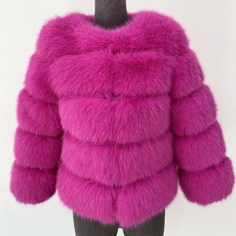 Elegant Faux Mink Fur Coat – Fluffy, Thick, Warm Winter Jacket for Women (S,M,L)