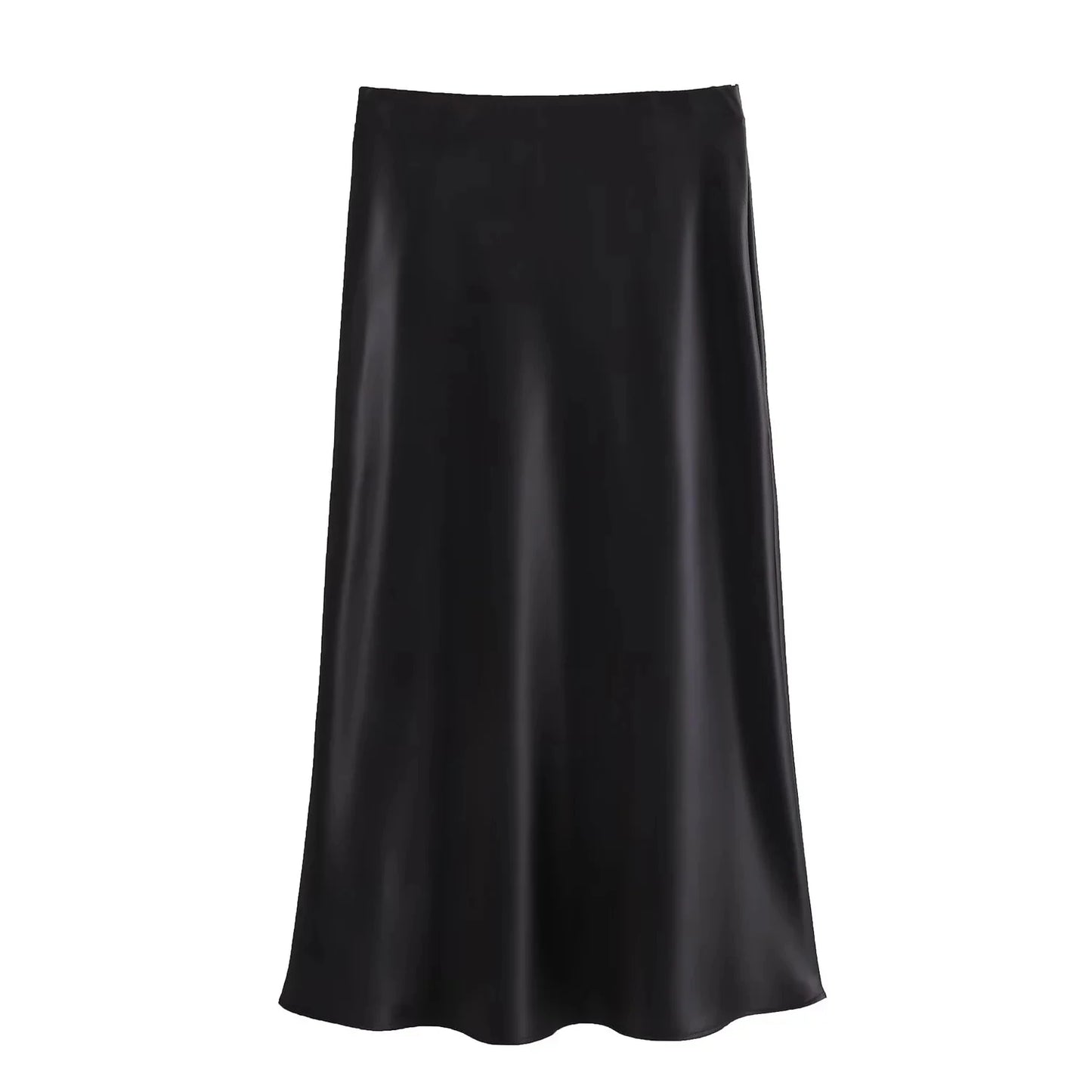 Women's Elegant Satin Skirt – Solid Color, Y2K Chic, High Waist, Slim Fit, Silk Texture, Tight Midi Skirt