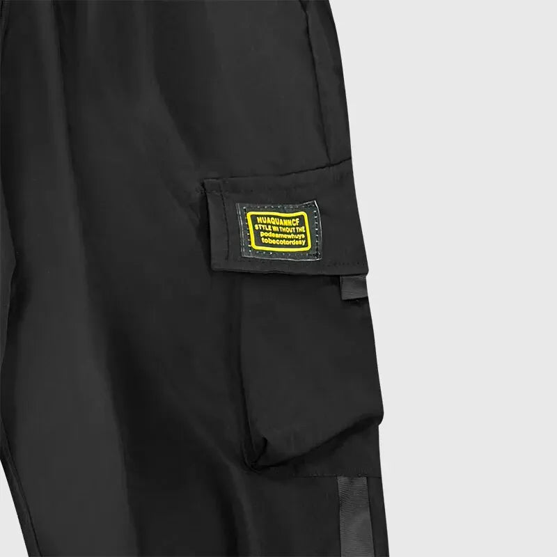 New Men's Korean Fashion Work Pants – Multi-Pocket, Loose Fit, Nine-Minute Length, Drawstring Leg, Casual Daily Sweatpants for Spring and Autumn
