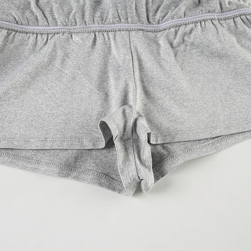 Solid Lace-Up Mini Skirt – Sexy American Retro, Vintage Casual, A-Line Knit Bottoms