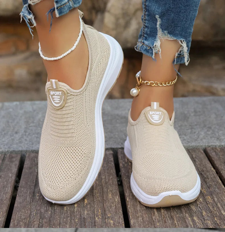 Sneaker Loafers - Tennis Femimino Ladies Slip-On, Breathable Sports Shoes, Designer Barefoot Ballet Flats for Women