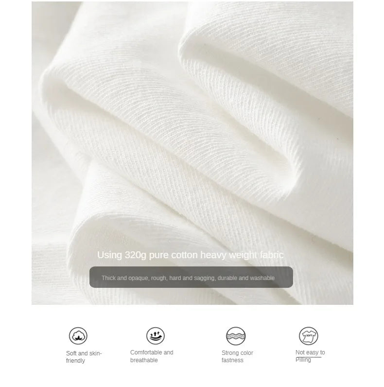 Heavyweight Long-Sleeve T-Shirt – 100% Cotton, O-Neck, Plain White, Oversized Men's Wear