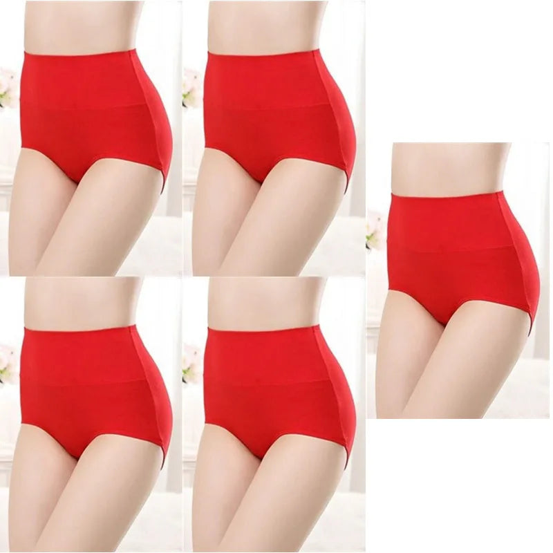 5PCS High Waist Cotton Panties – Body Shaper, Plus Size, Seamless Sexy Women's Underwear