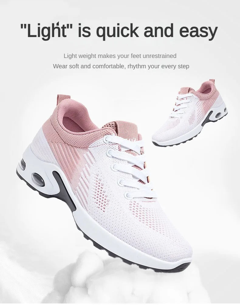 Breathable Sneakers - Summer Light Mesh Air Cushion Sports Shoes for Women, Outdoor Lace-Up Training Shoes, New Running Shoes for Ladies