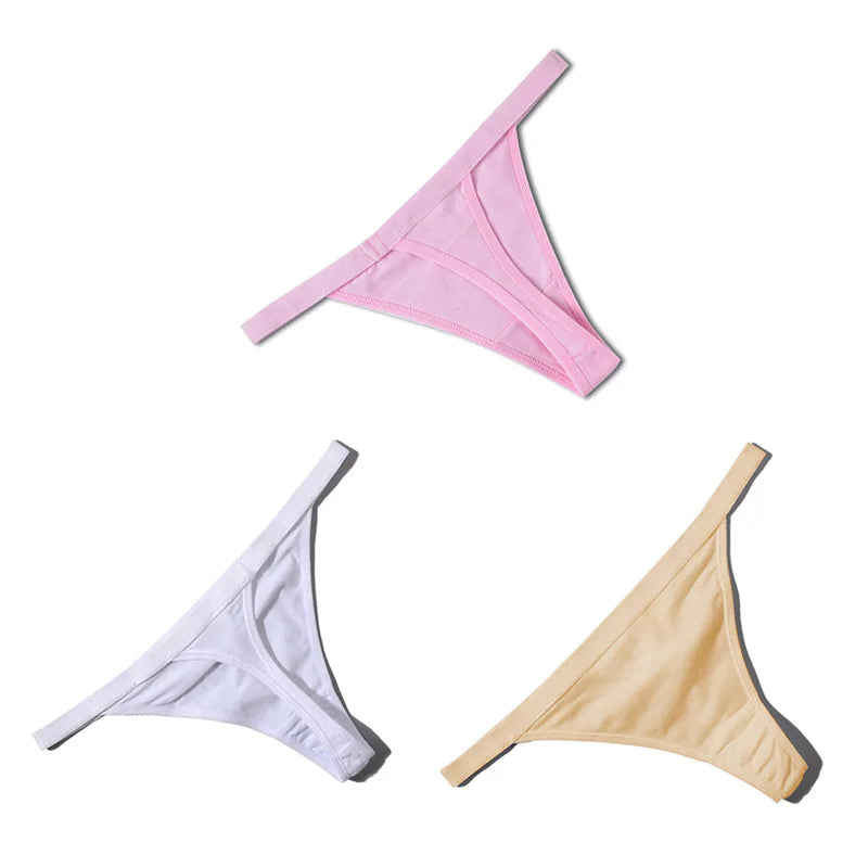 3PCS Sexy Cotton Thongs – Low Waist, Seamless, Breathable, Comfortable Women's G-String Underwear