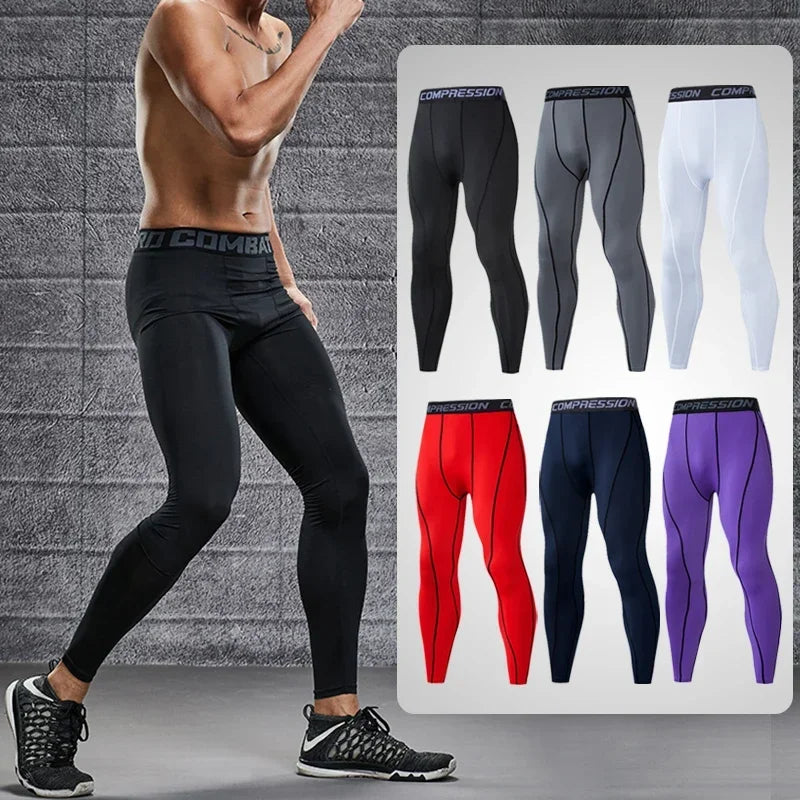 Men's Lycra Compression Pants – Cycling, Running, Basketball, Soccer, Elastic Sweatpants, Fitness Tights, Legging Trousers, Rash Guard