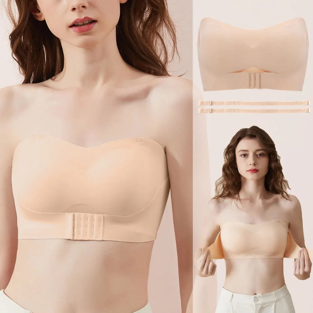 Women's Strapless Seamless Bra – Tube Top, Breathable, Wireless, Push-Up, Wedding Brassiere, Sexy Invisible Lingerie