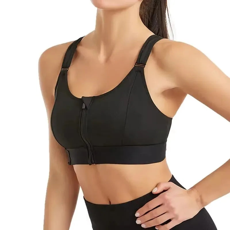 Sports Bra for Women – Front Zipper, Adjustable Straps, Shockproof, Elastic, Slim Fit