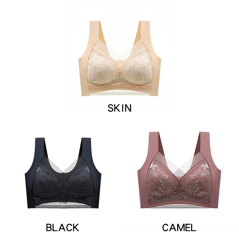 3PCS Women's Push Up Bralette – 5cm Lift, Plus Size Wireless Bras, Seamless Lace Tops, No Underwire, Sexy Comfort