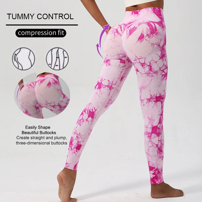 Fashion Tie-Dye Yoga Pants – Seamless, High Waist, Push Up, Gym Leggings, Sport Tights, Fitness Workout
