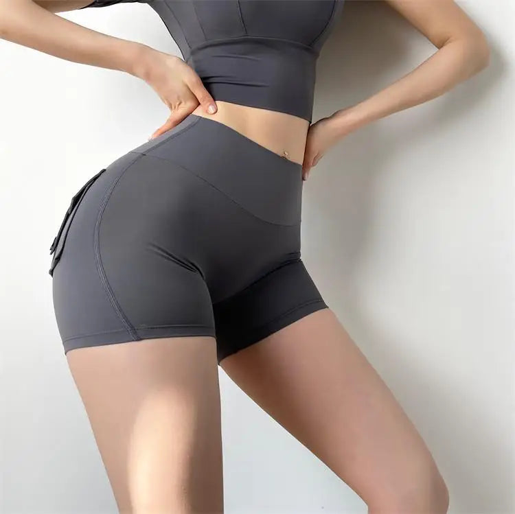 Women Sport Shorts – Pocket Design, Gym Wear, Sexy High Waist, Workout, Push Up, Booty Scrunch, Biker Shorts, Fitness, Cycling Tights