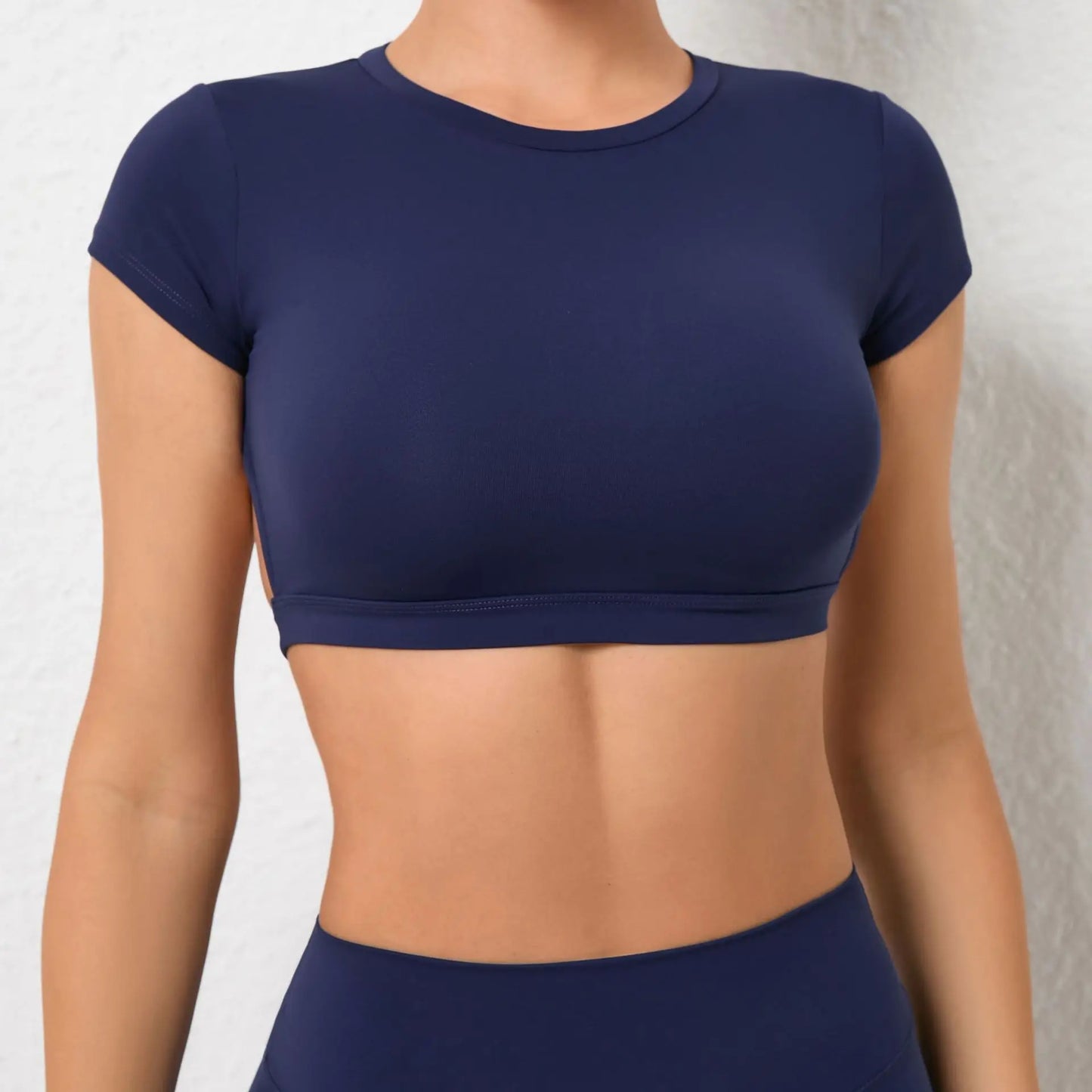 Breathable Backless Sports Crop Top – Women's Fitness & Yoga Workout Shirt