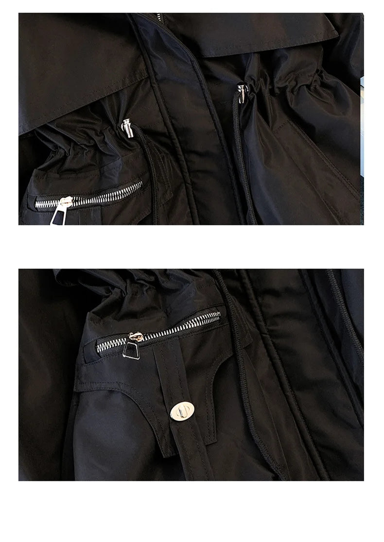 Women's Fleece-Lined Hooded Down Jacket – Warm Drawstring Puffer Parka, Korean Casual Streetwear