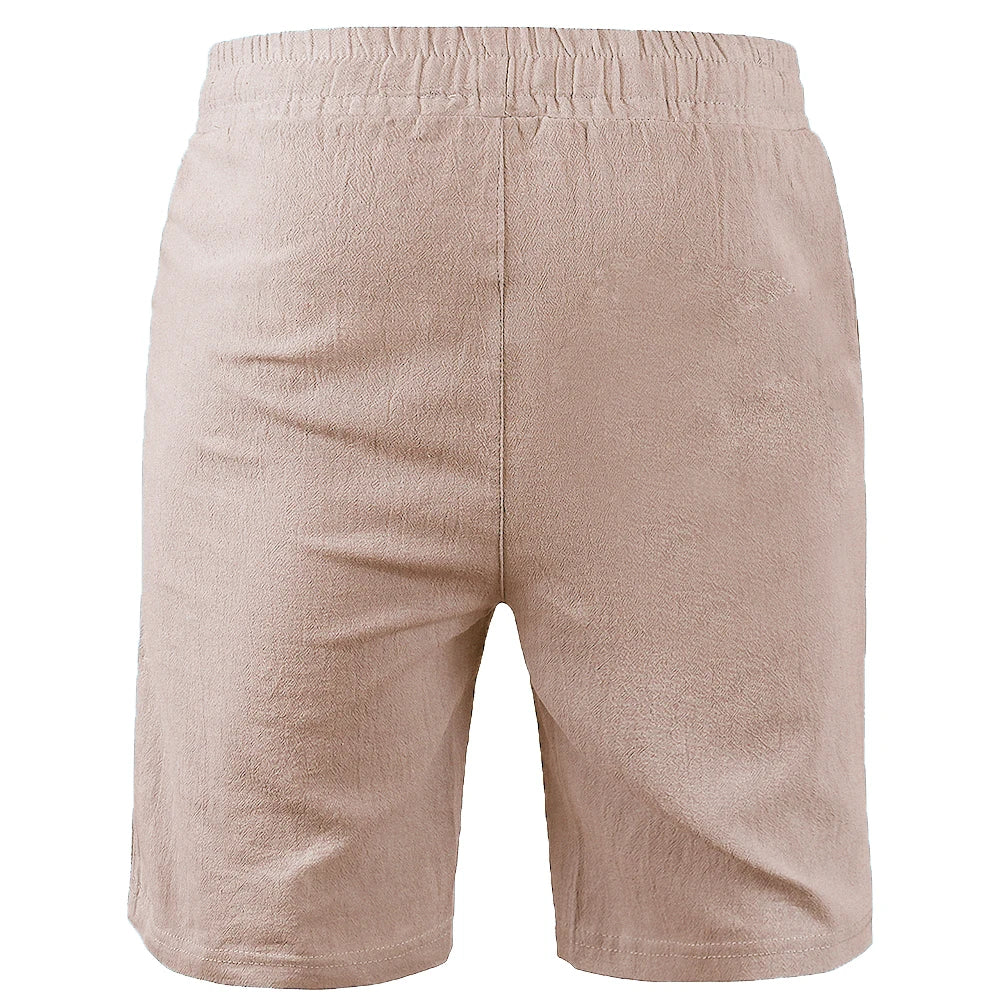 Men's Shorts – Cotton Linen, Breathable Solid Color, Loose Fit, Summer Casual, Lace-up Bottoms