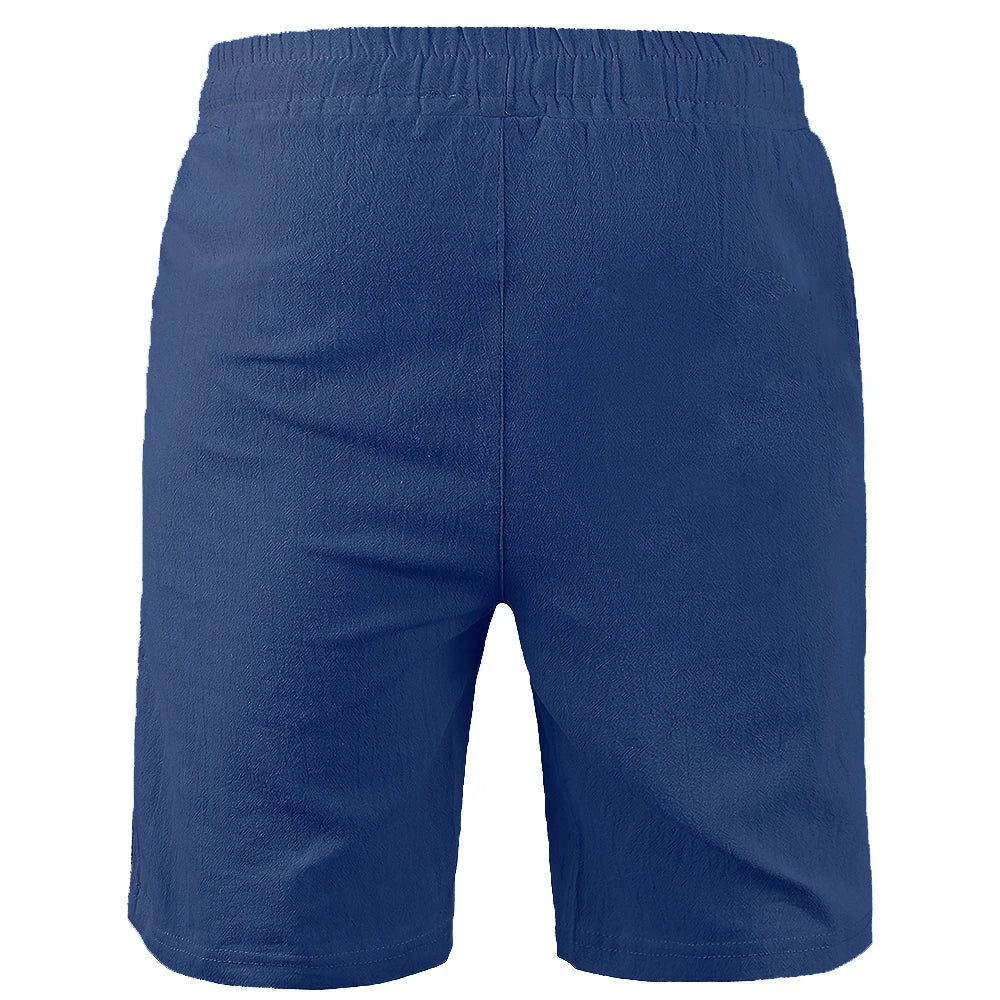 Men's Shorts – Cotton Linen, Breathable Solid Color, Loose Fit, Summer Casual, Lace-up Bottoms