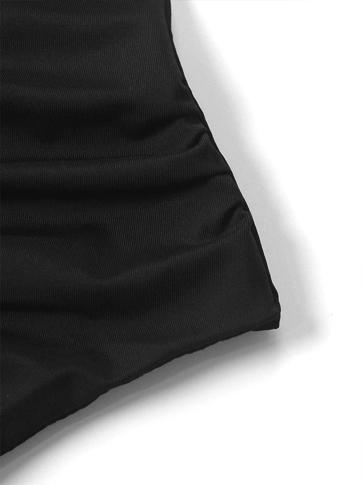 Summer Sexy Mini Dress – Sleeveless Streetwear Backless Bodycon with Folds and Split