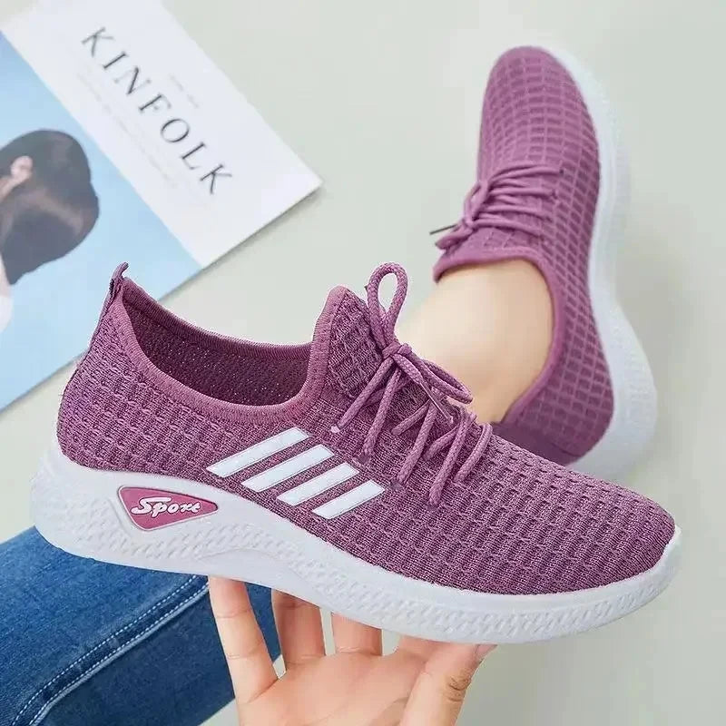 Lightweight Sports Shoes – Breathable Mesh, Soft Sole, Casual Comfort for Women
