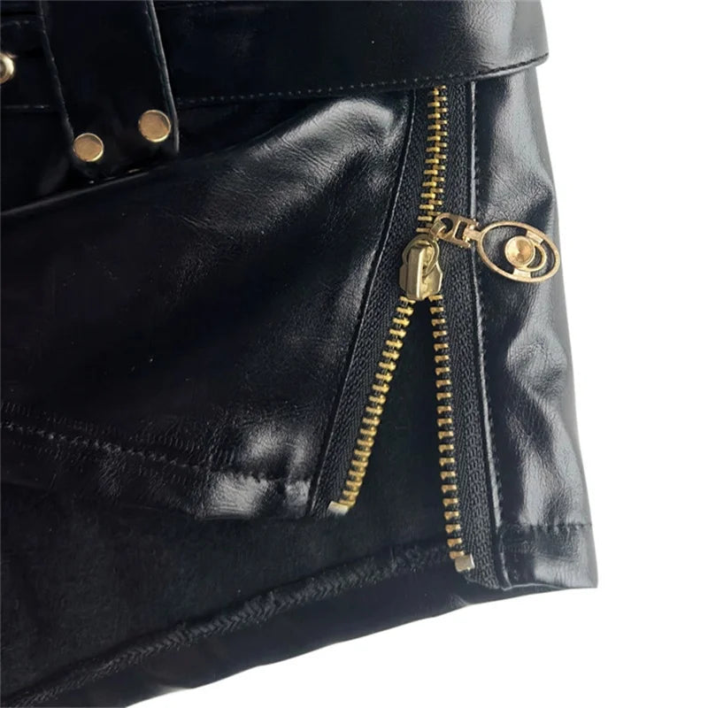Women Sexy Ultra Short Shorts – Side Zipper, Splicing Design, Low Waist, Leather Belt, Mini Trousers, Slim Fit, Hip Lift