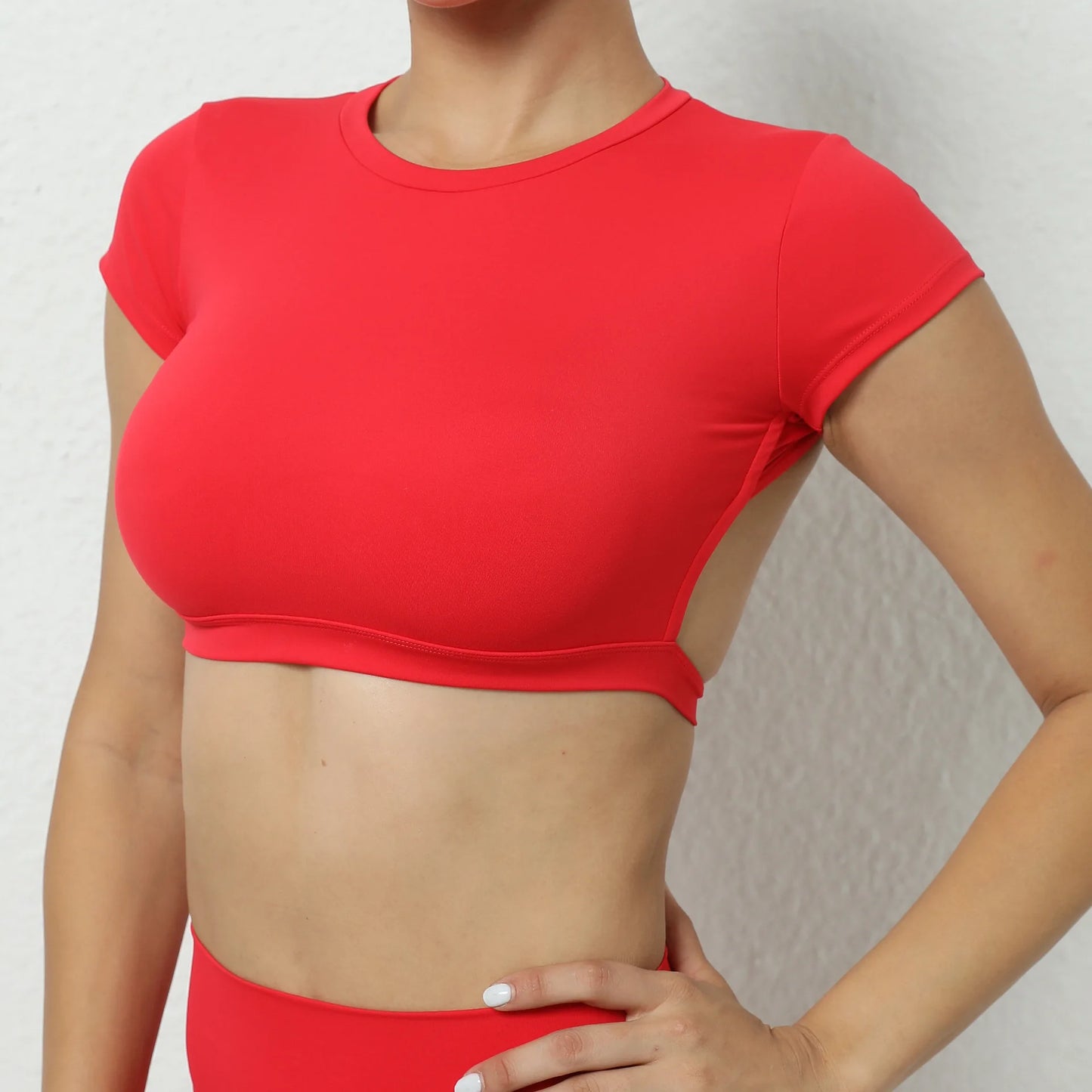 Breathable Backless Sports Crop Top – Women's Fitness & Yoga Workout Shirt