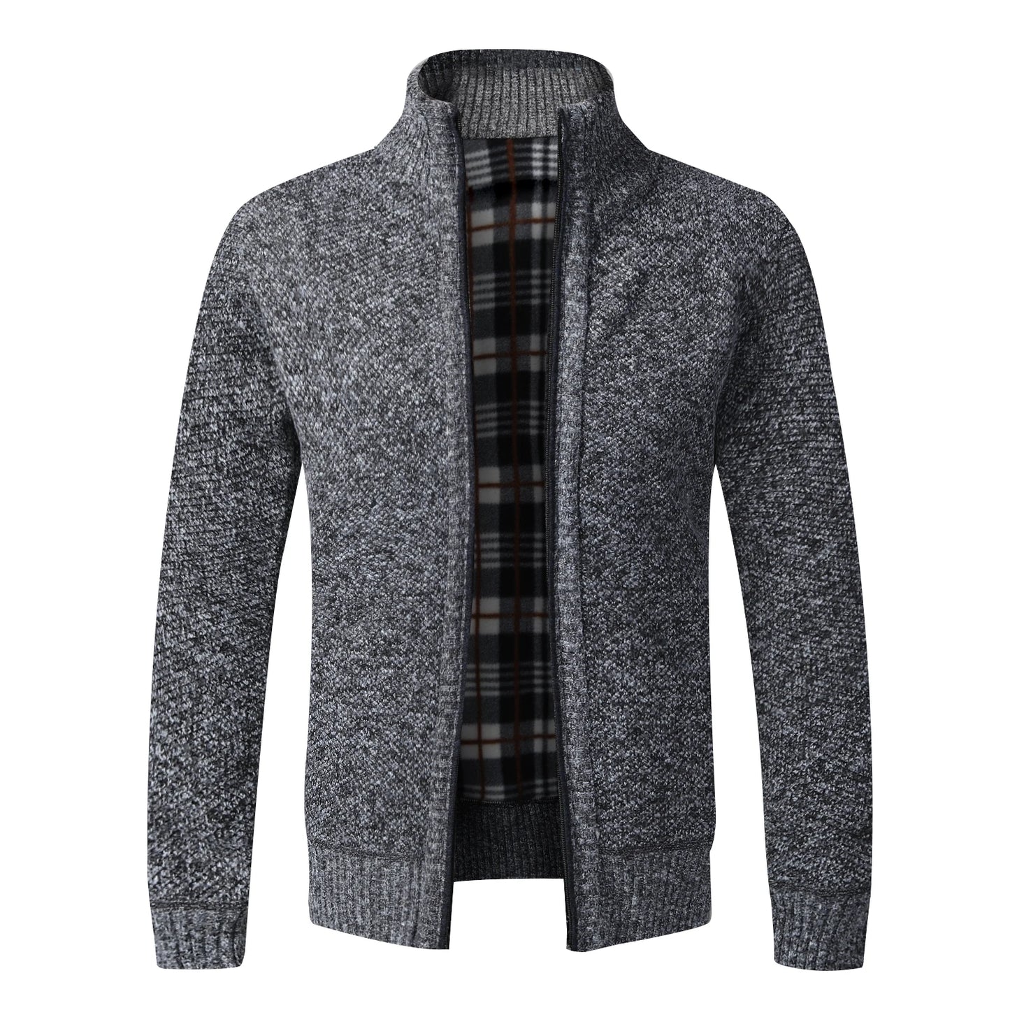 Warm Cardigan – Men's Fleece Sweater With Full Zip, Slim Fit, And Luxury Brand Knitted Design, Perfect For Cold Weather