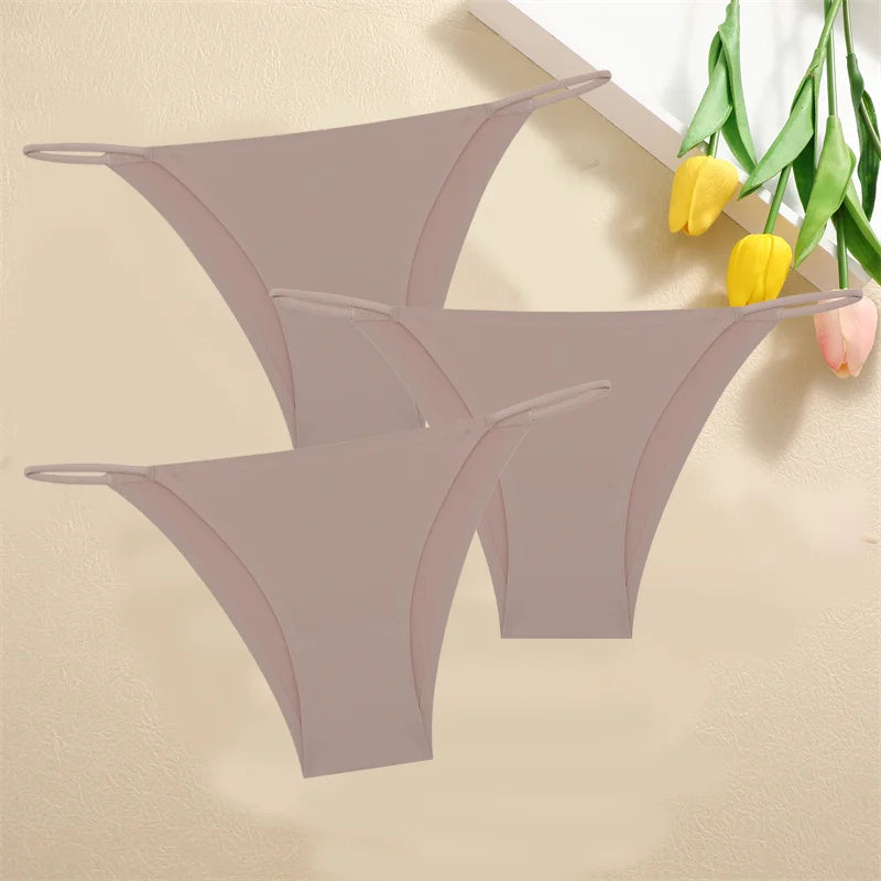 3PCS Seamless Panties – Women Low Waist Briefs, Sexy Stretch Bikini Underwear, Ladies Comfortable Stretch G-string T-back