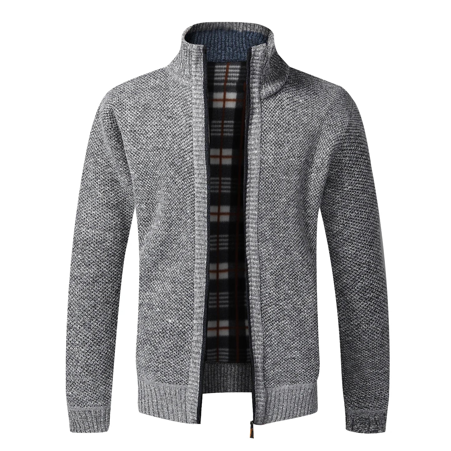 Warm Cardigan – Men's Fleece Sweater With Full Zip, Slim Fit, And Luxury Brand Knitted Design, Perfect For Cold Weather