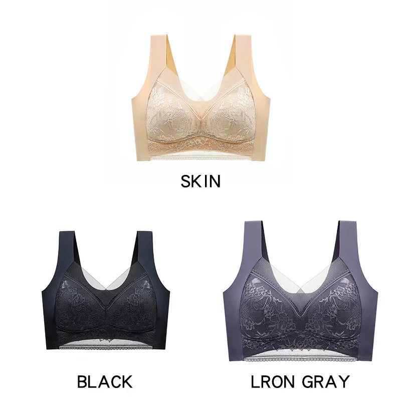 3PCS Women's Push Up Bralette – 5cm Lift, Plus Size Wireless Bras, Seamless Lace Tops, No Underwire, Sexy Comfort