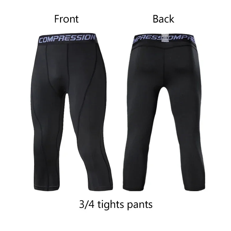 Men's Lycra Compression Pants – Cycling, Running, Basketball, Soccer, Elastic Sweatpants, Fitness Tights, Legging Trousers, Rash Guard