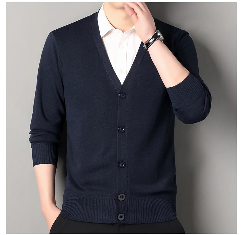 Men's Smart Casual Cardigan V-neck Sweater – Button Knit Cardigan, Perfect For Autumn And Winter, Stylish And Comfortable