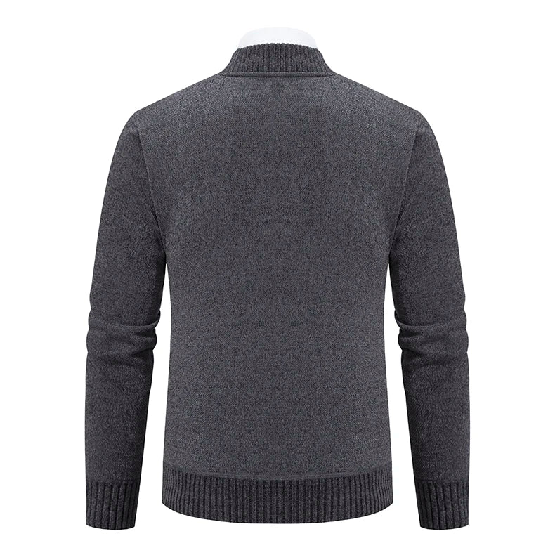 Knitwear Men's Stand-up Collar Thick Warm Cardigan Sweater – Loose Fit, Casual Winter Coat