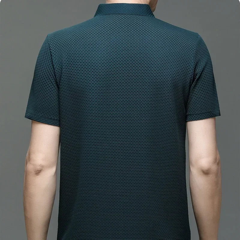 Men's Lop-up Hollow Polo Tee – Short-Sleeved Ice Silk T-Shirt, Breathable And Stylish, Ideal For Business And Casual Wear