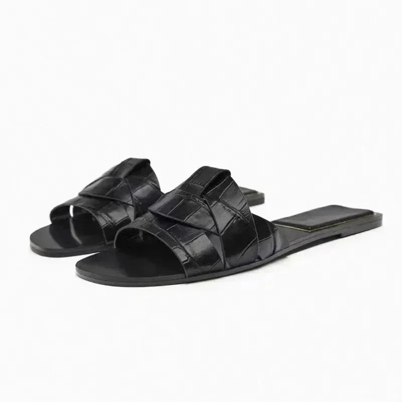 Designer Brand Flat Slippers - Woven Comfortable Casual Bottom Slippers for Women, Summer New Collection