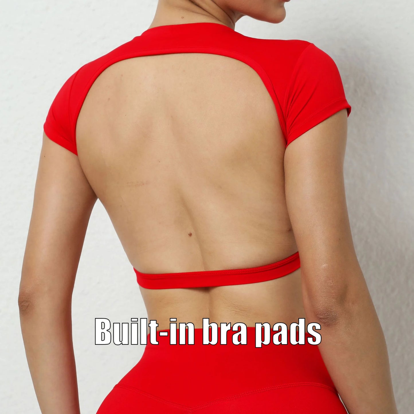 Breathable Backless Sports Crop Top – Women's Fitness & Yoga Workout Shirt