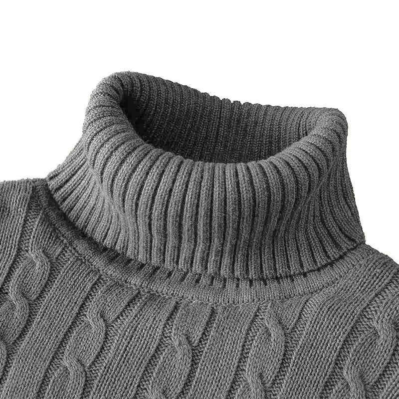 Men's Long Sleeve Knitted Sweaters – Slim Fit Turtleneck, Casual Pullover, Lightweight Ribbed Sweater